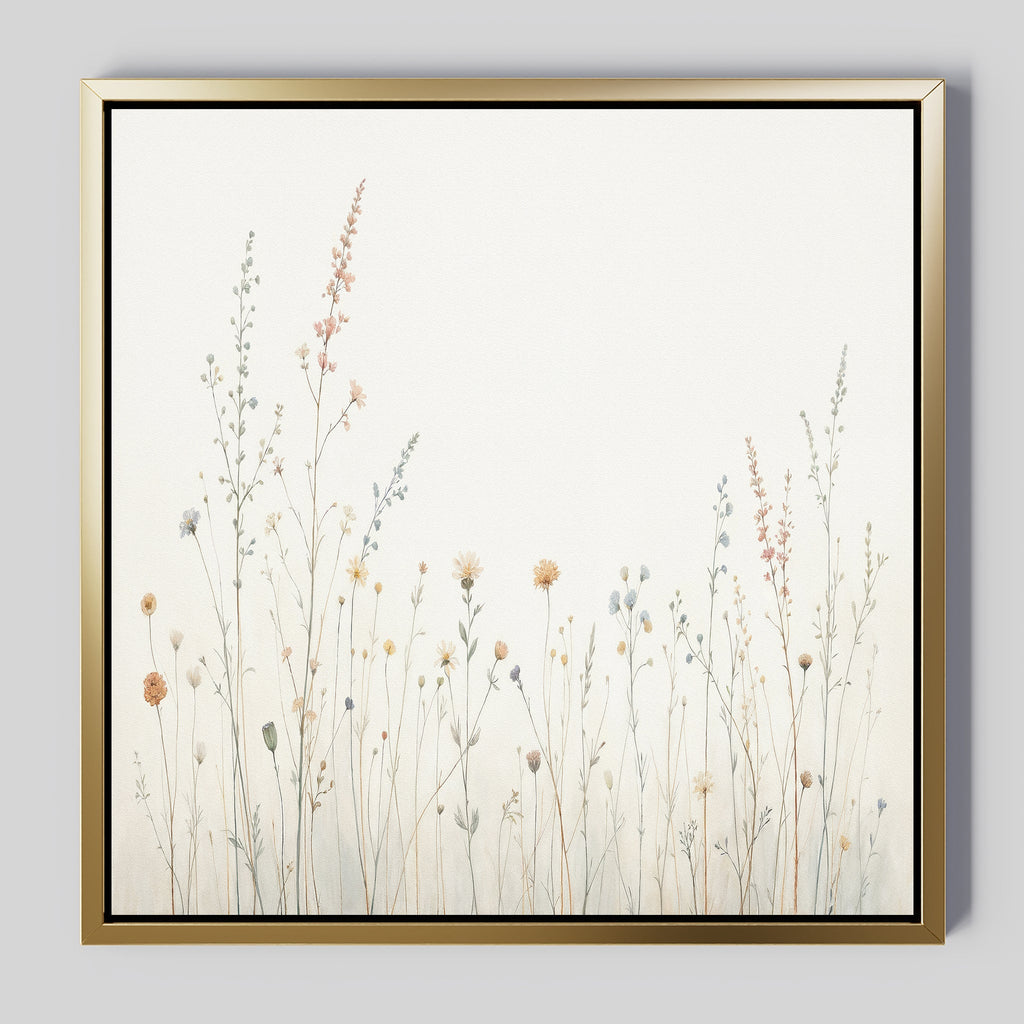 Whispers in Bloom Canvas Print – beige and white botanical canvas wall art print by Aspire Prints