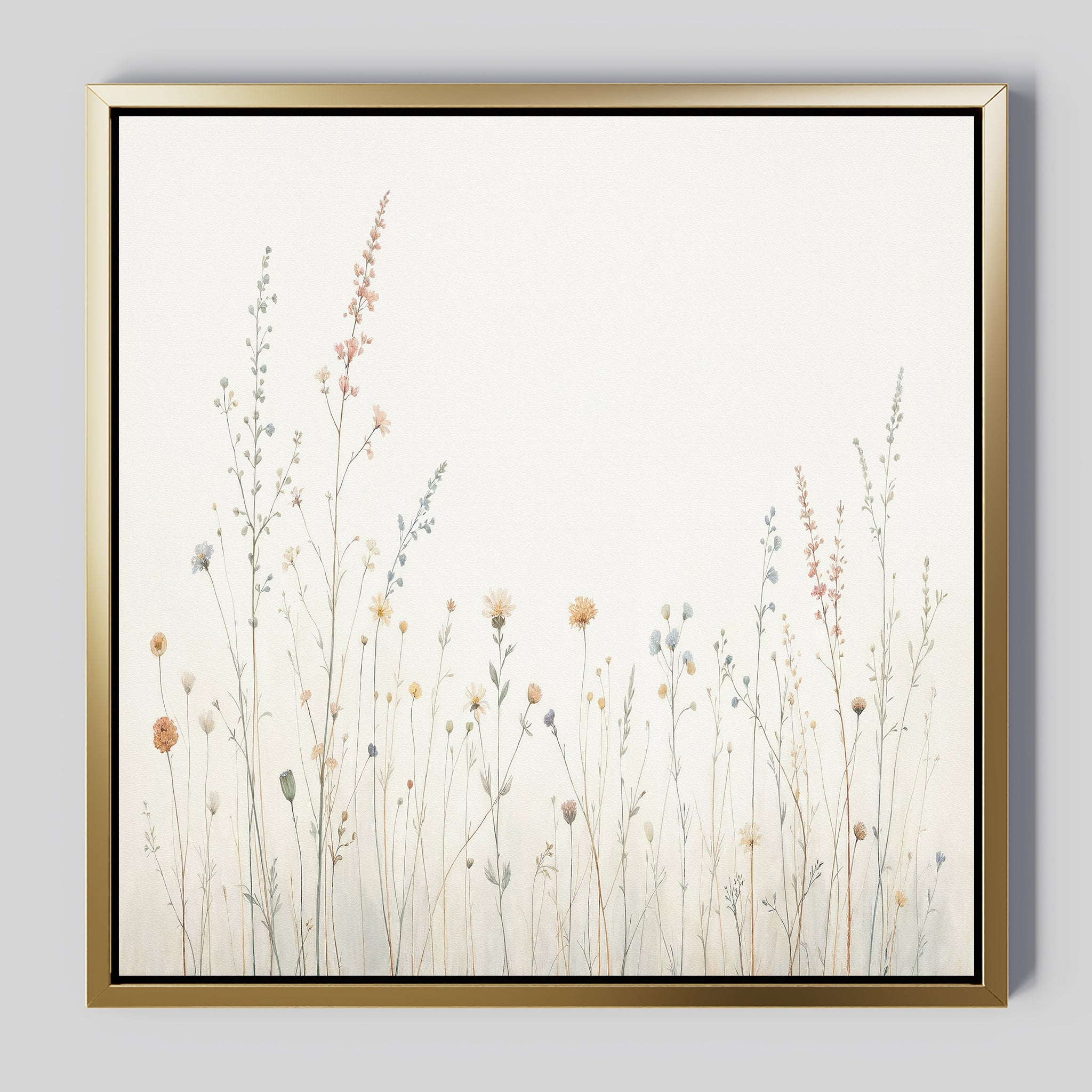 Whispers in Bloom Canvas Print – beige and white botanical canvas wall art print by Aspire Prints