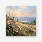 Wildflower Hillside Canvas Art - Square – Stretched Canvas Only on white background