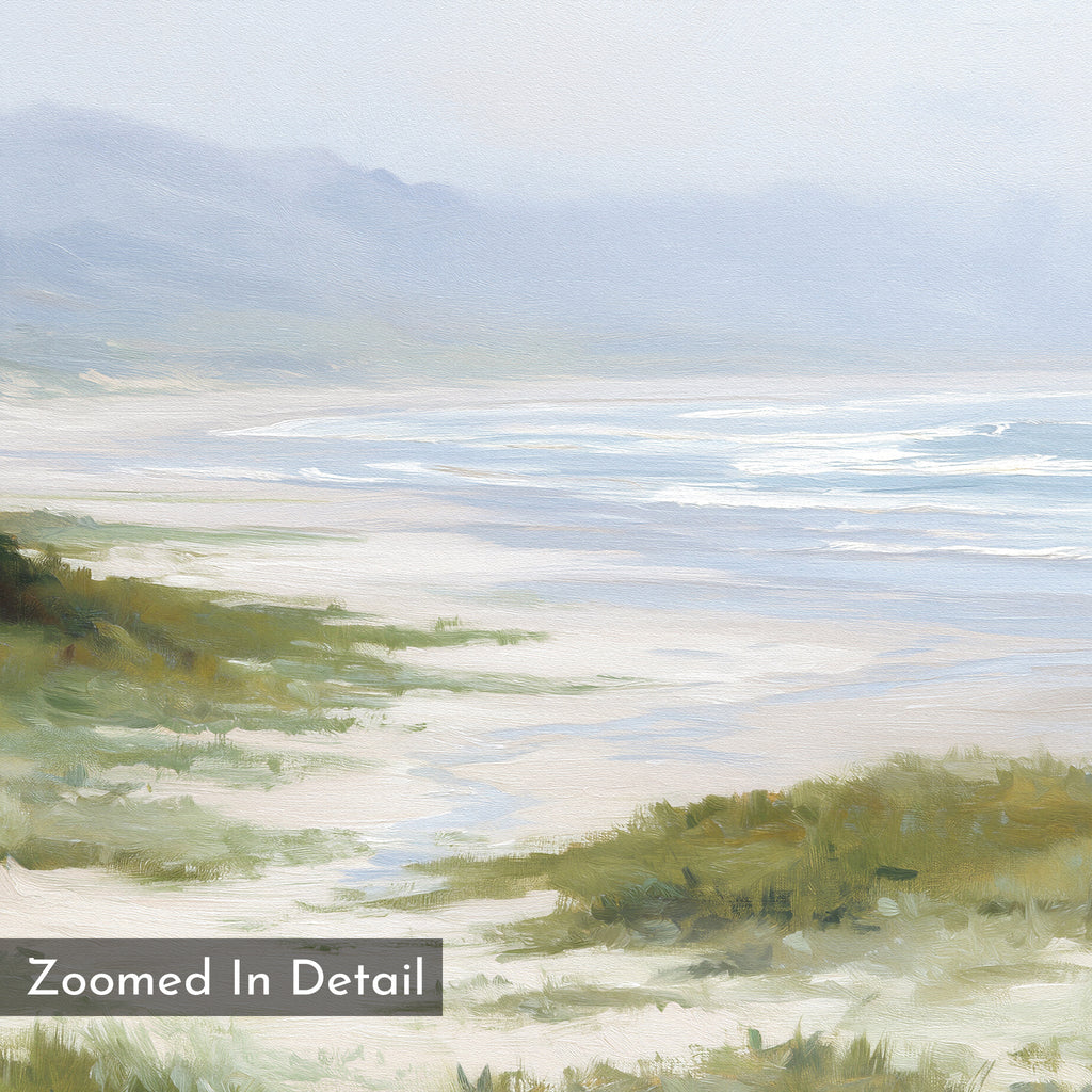 Where the Grasses Meet the Sea – blue vintage canvas wall art print by Aspire Prints