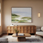 Where the Grasses Meet the Sea – blue vintage canvas wall art print by Aspire Prints