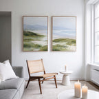 Where the Grass Meets the Sea – Set of 2 Canvas Prints set of 2 – blue vintage canvas wall art by Aspire Prints