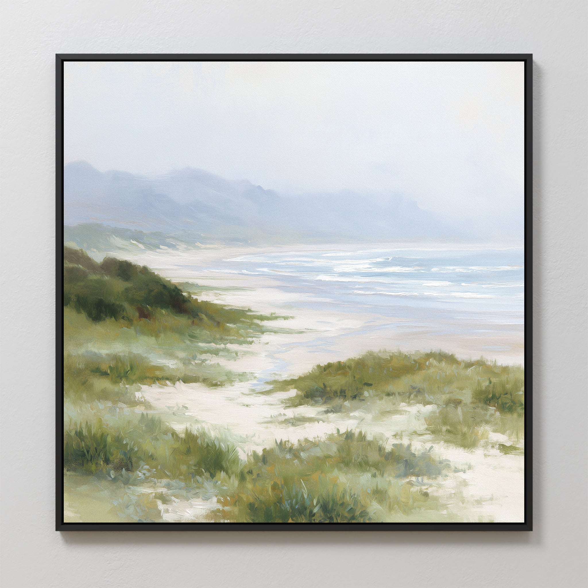 Where Sea Meets Silence – blue vintage canvas wall art print by Aspire Prints