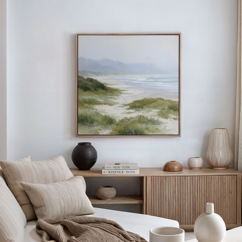Where Sea Meets Silence – blue vintage canvas wall art print by Aspire Prints