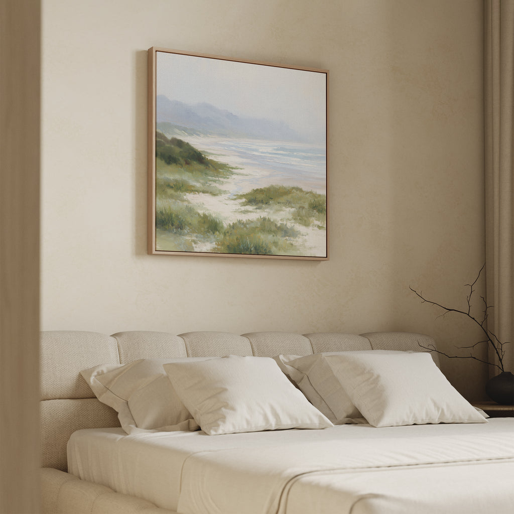 Where Sea Meets Silence – blue vintage canvas wall art print by Aspire Prints