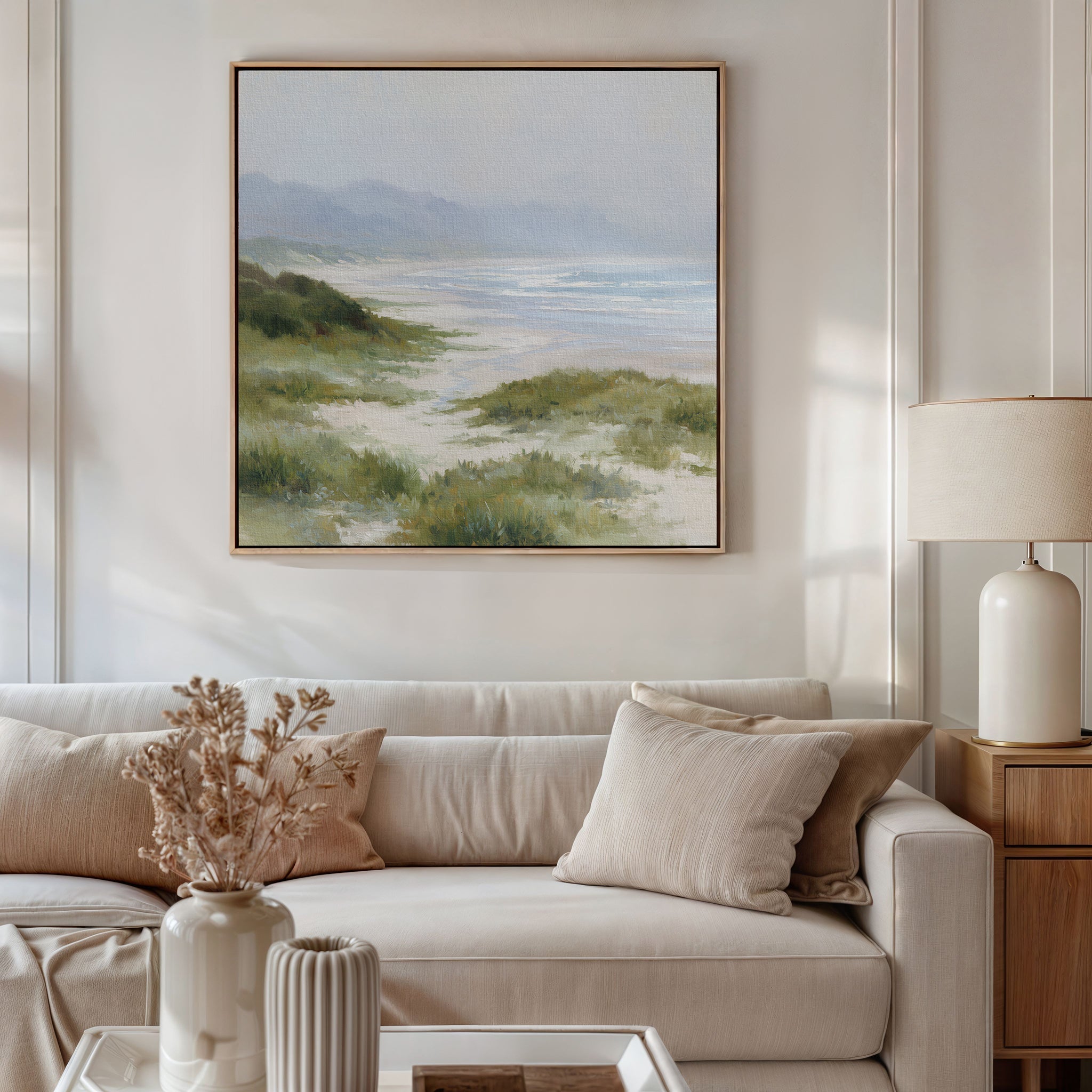 Where Sea Meets Silence – blue vintage canvas wall art print by Aspire Prints