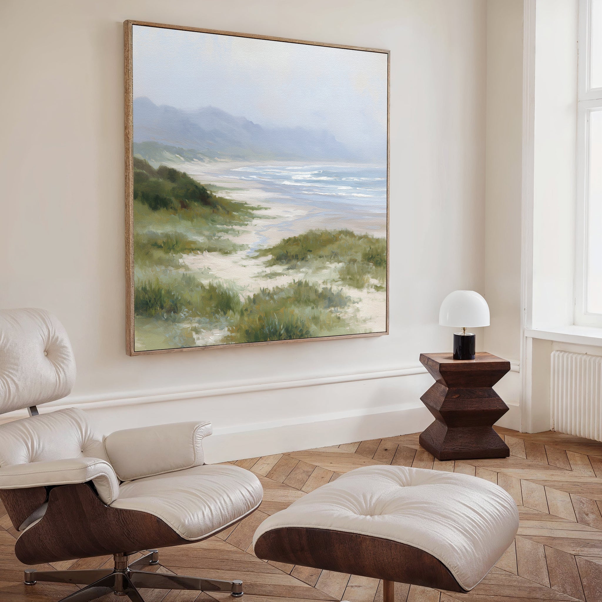 Where Sea Meets Silence – blue vintage canvas wall art print by Aspire Prints