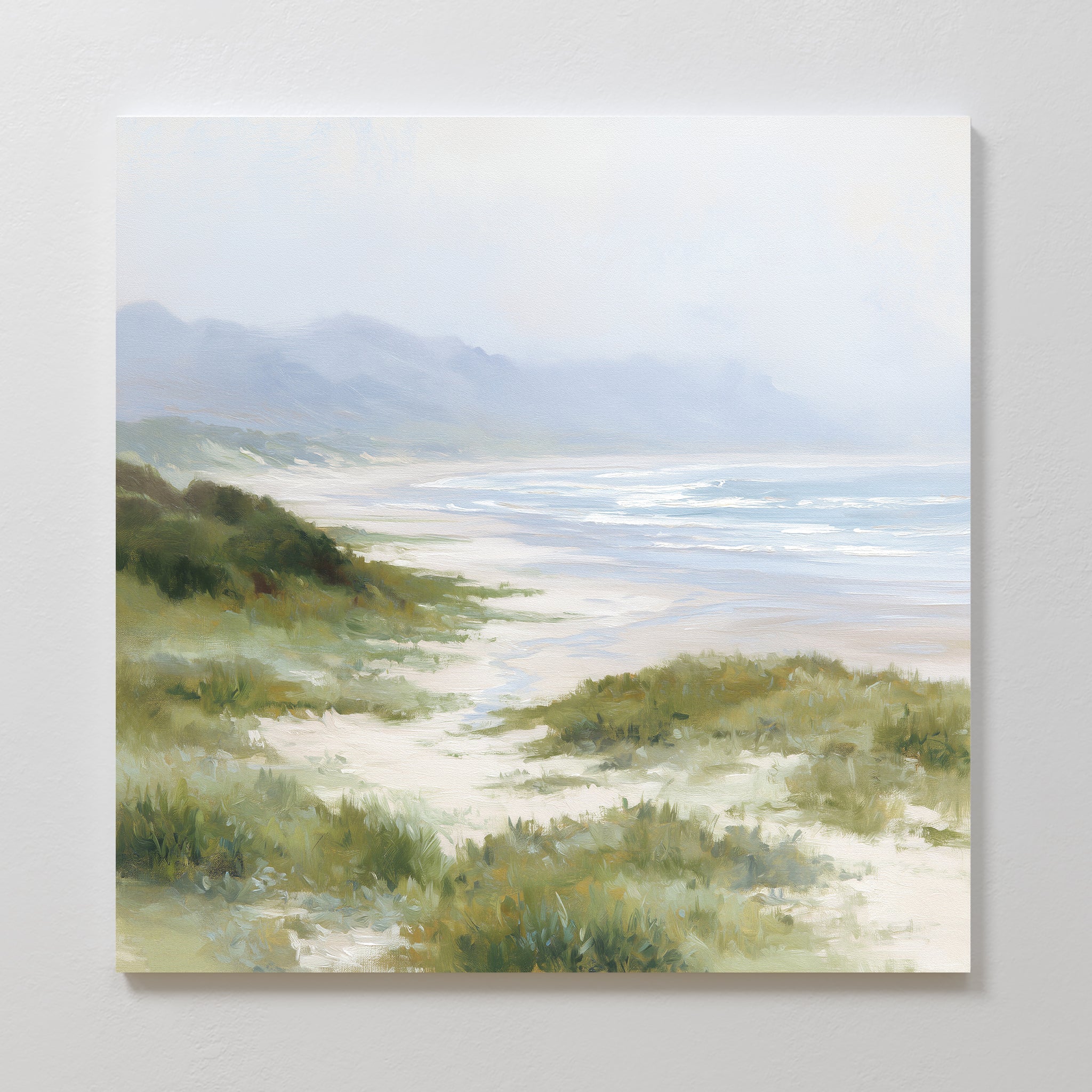 Where Sea Meets Silence – blue vintage canvas wall art print by Aspire Prints