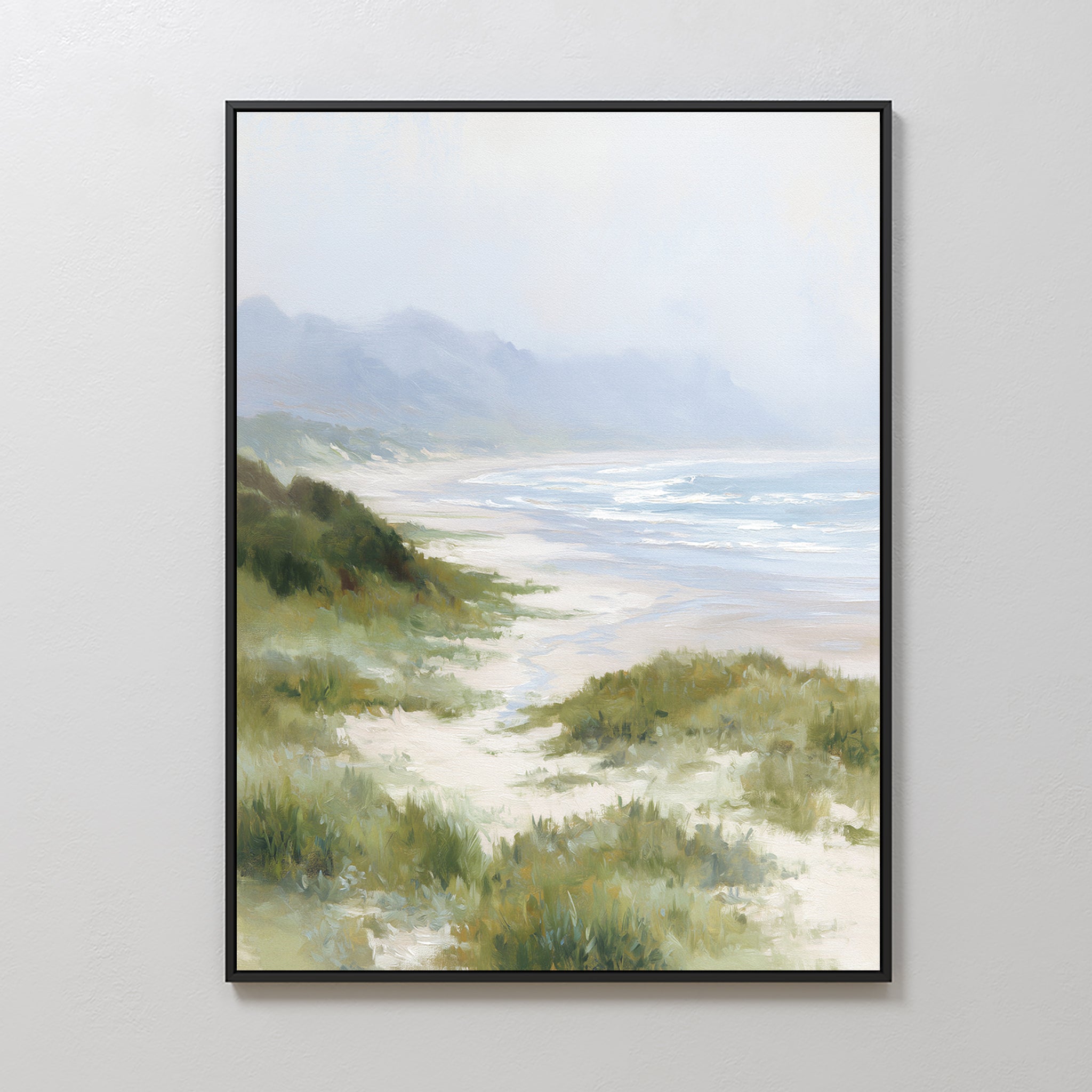 Where the Grass Meets the Tide – blue vintage canvas wall art print by Aspire Prints