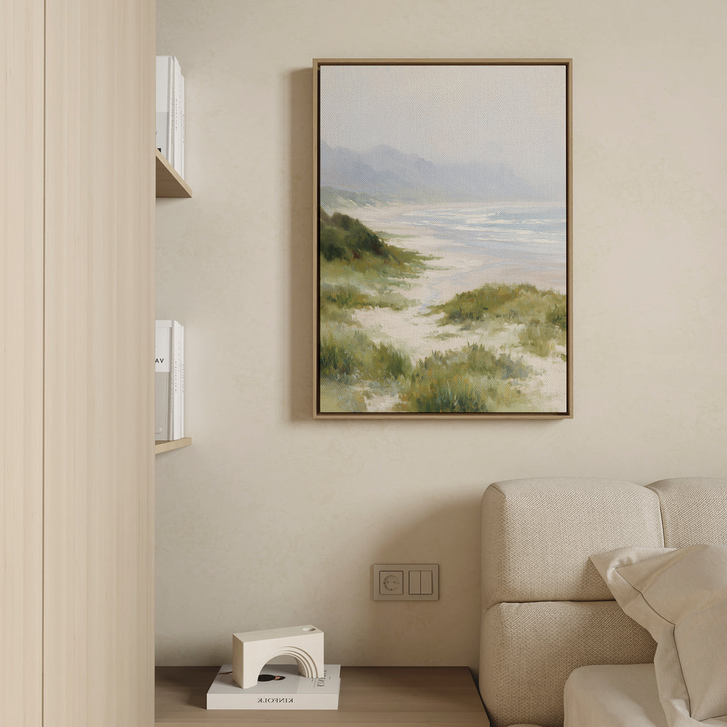 Where the Grass Meets the Tide – blue vintage canvas wall art print by Aspire Prints