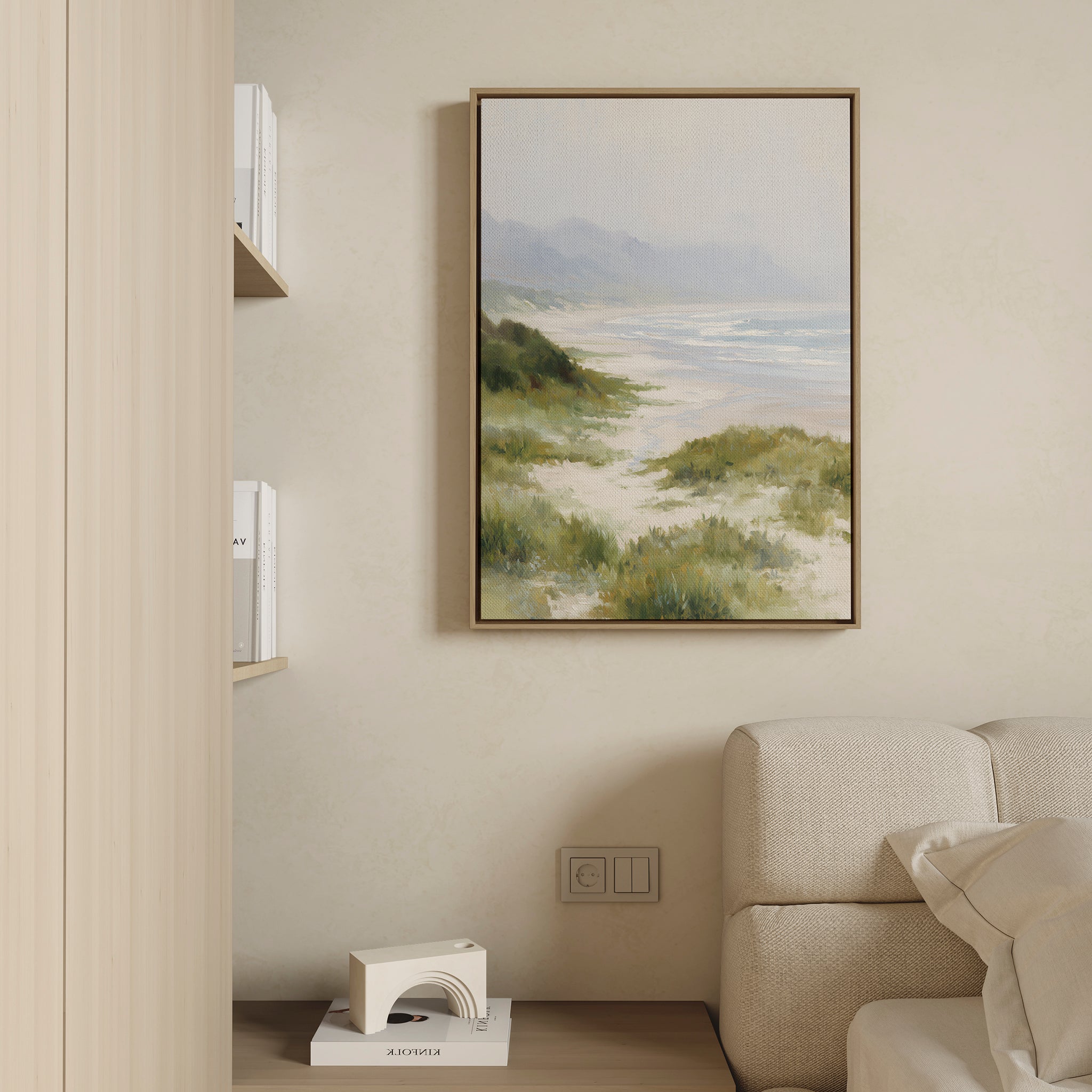 Where the Grass Meets the Tide – blue vintage canvas wall art print by Aspire Prints