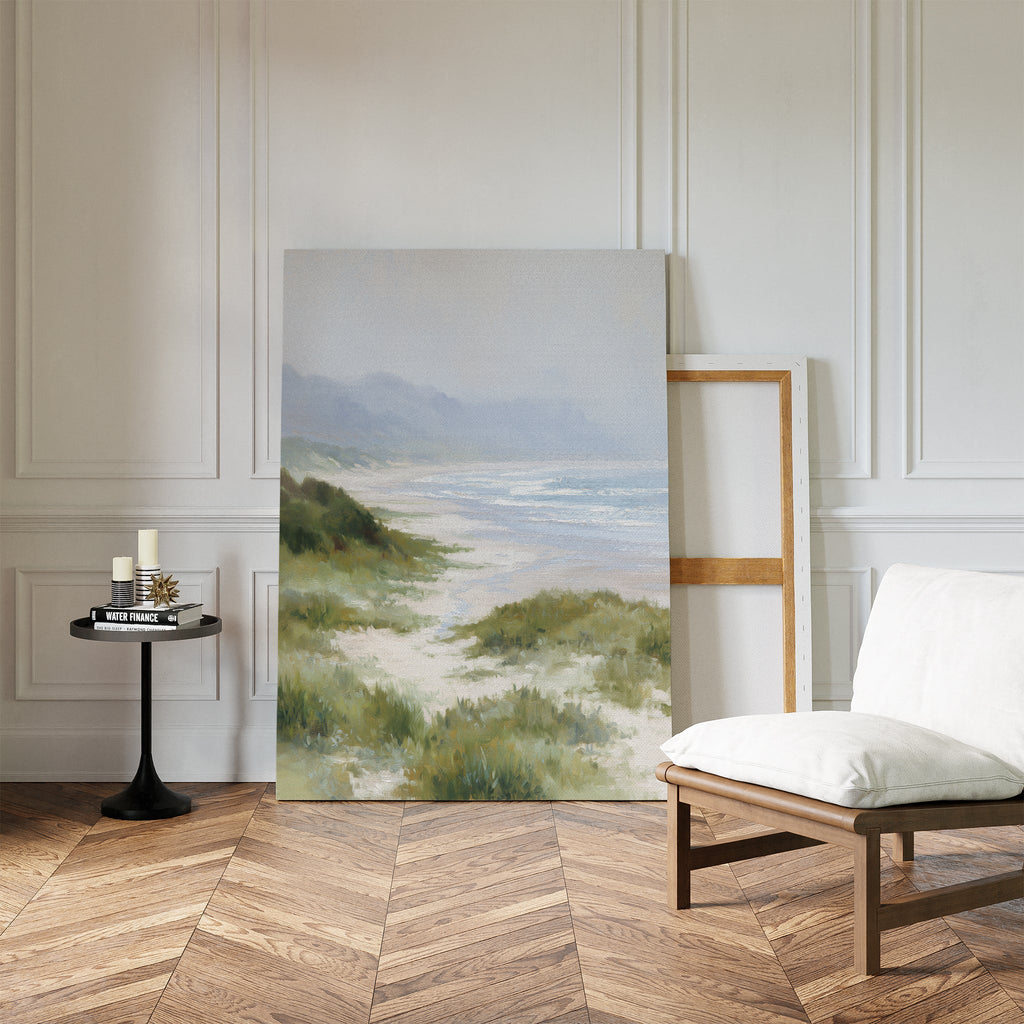 Where the Grass Meets the Tide – blue vintage canvas wall art print by Aspire Prints