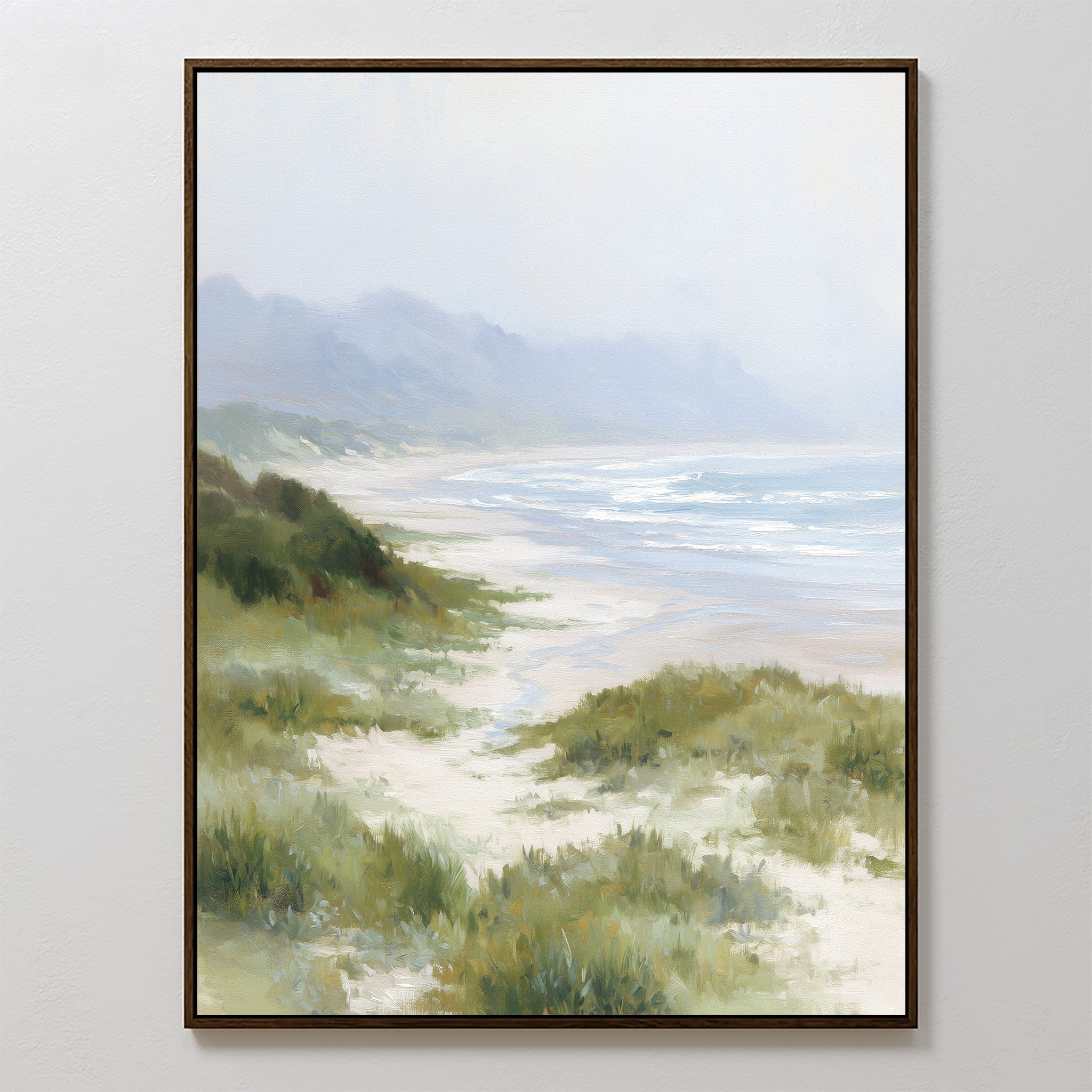 Where the Grass Meets the Tide – blue vintage canvas wall art print by Aspire Prints