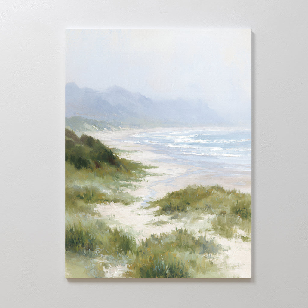 Where the Grass Meets the Tide – blue vintage canvas wall art print by Aspire Prints