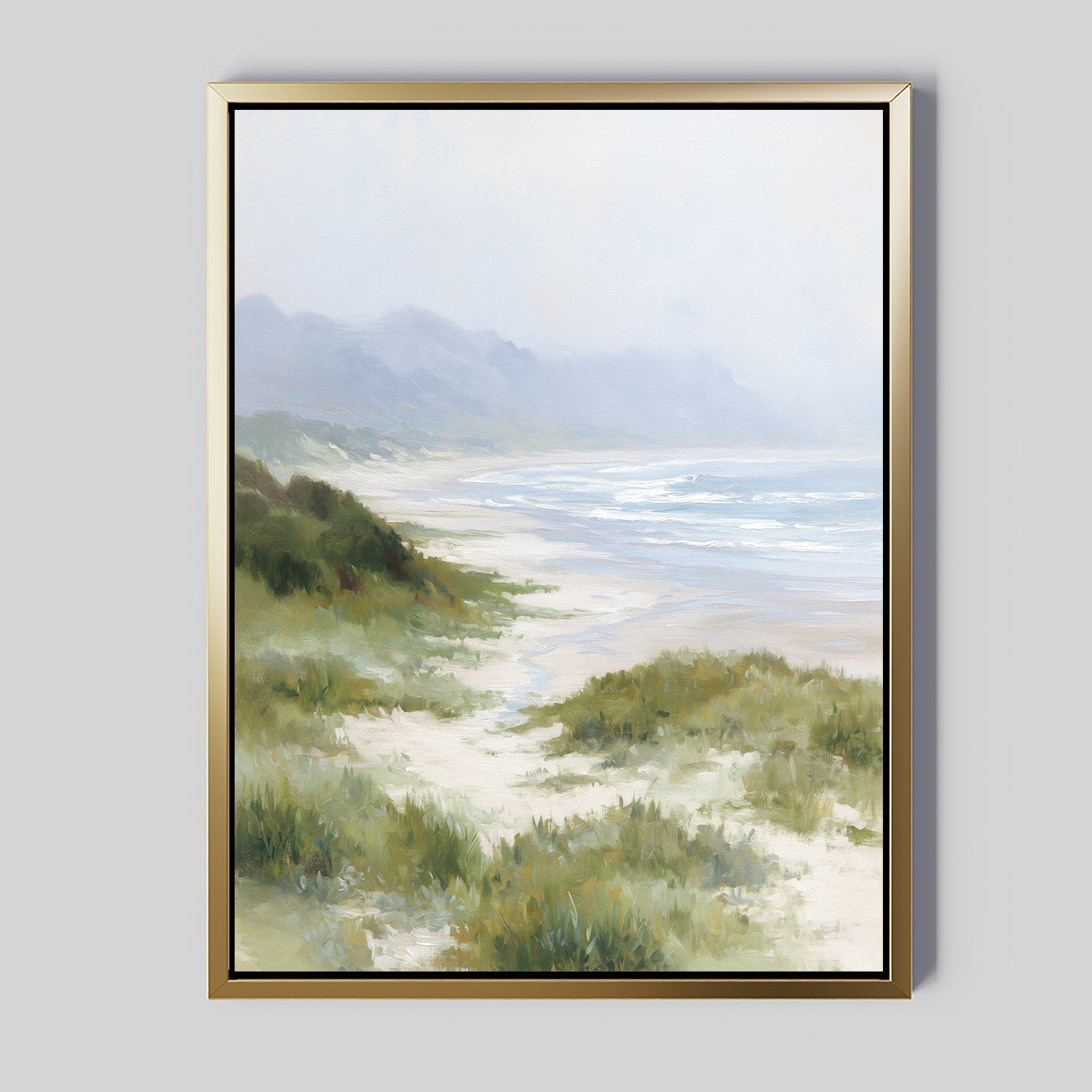 Where the Grass Meets the Tide – blue vintage canvas wall art print by Aspire Prints