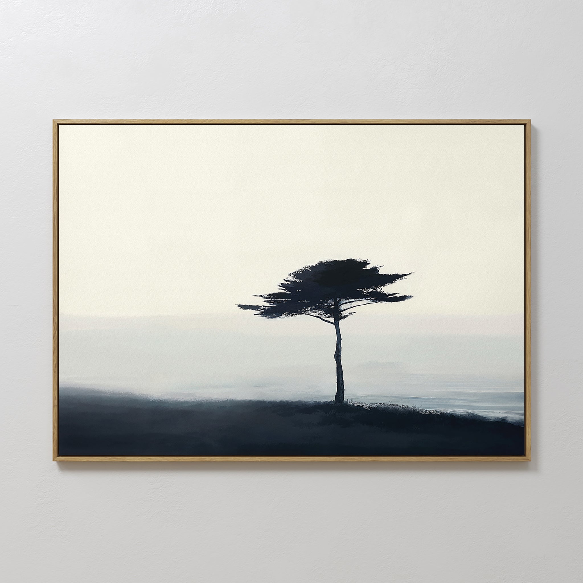 Whispers of the Bending Pine – neutral-toned botanical canvas wall art print by Aspire Prints