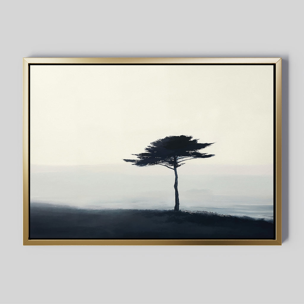 Whispers of the Bending Pine – neutral-toned botanical canvas wall art print by Aspire Prints