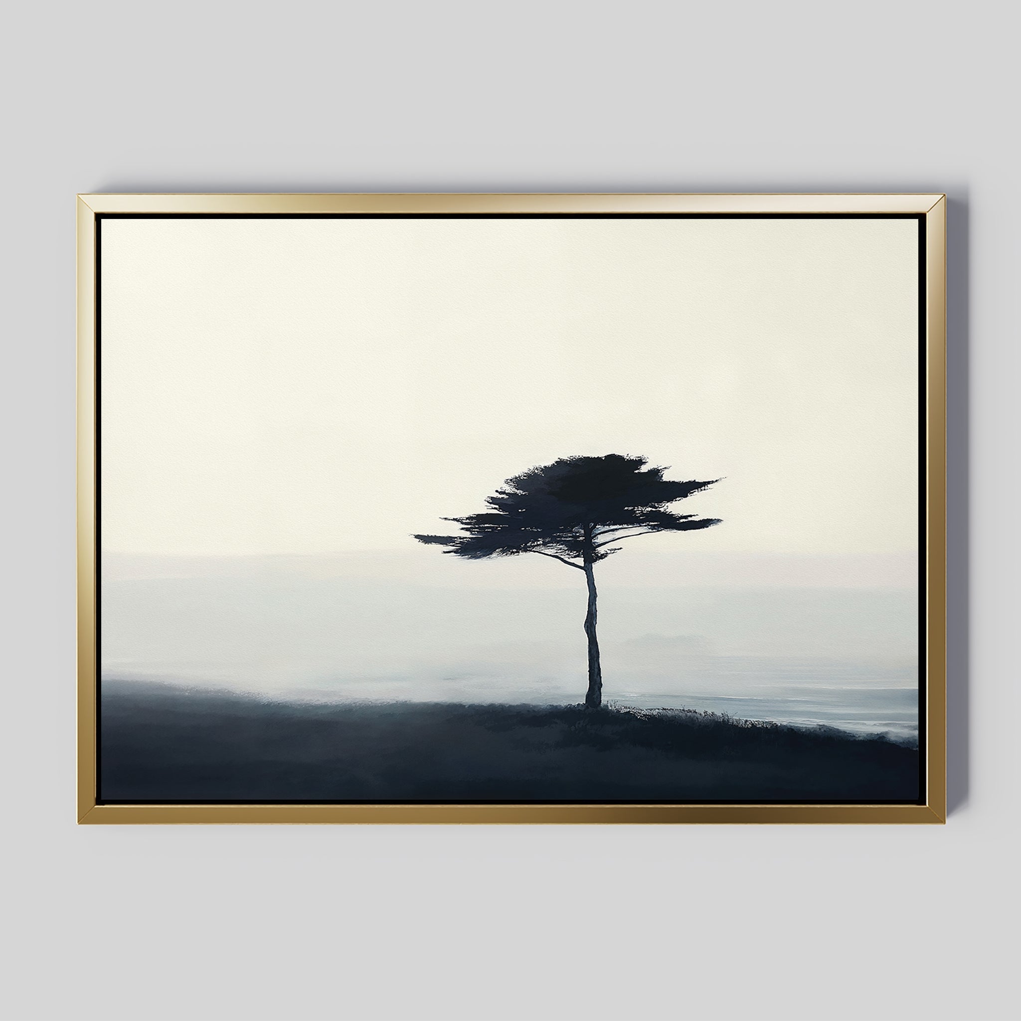 Whispers of the Bending Pine – neutral-toned botanical canvas wall art print by Aspire Prints