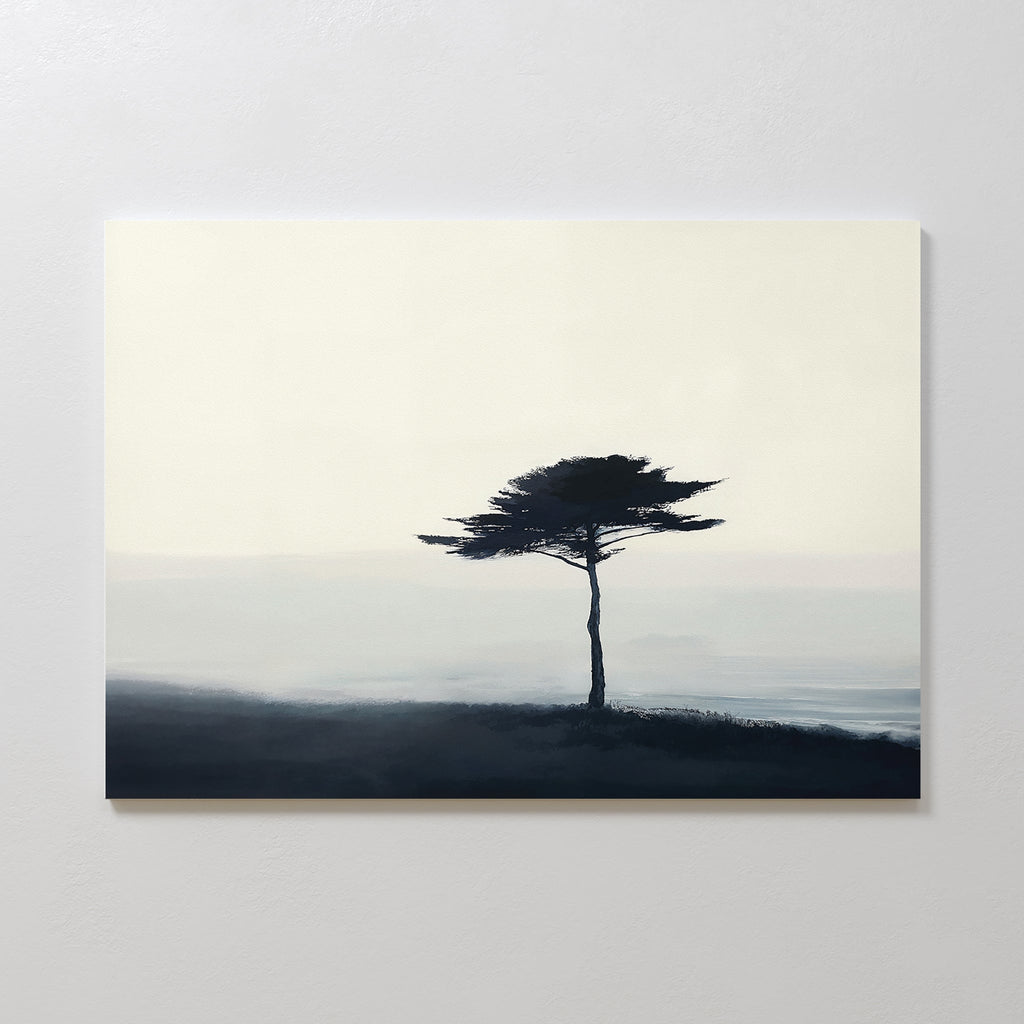 Whispers of the Bending Pine – neutral-toned botanical canvas wall art print by Aspire Prints