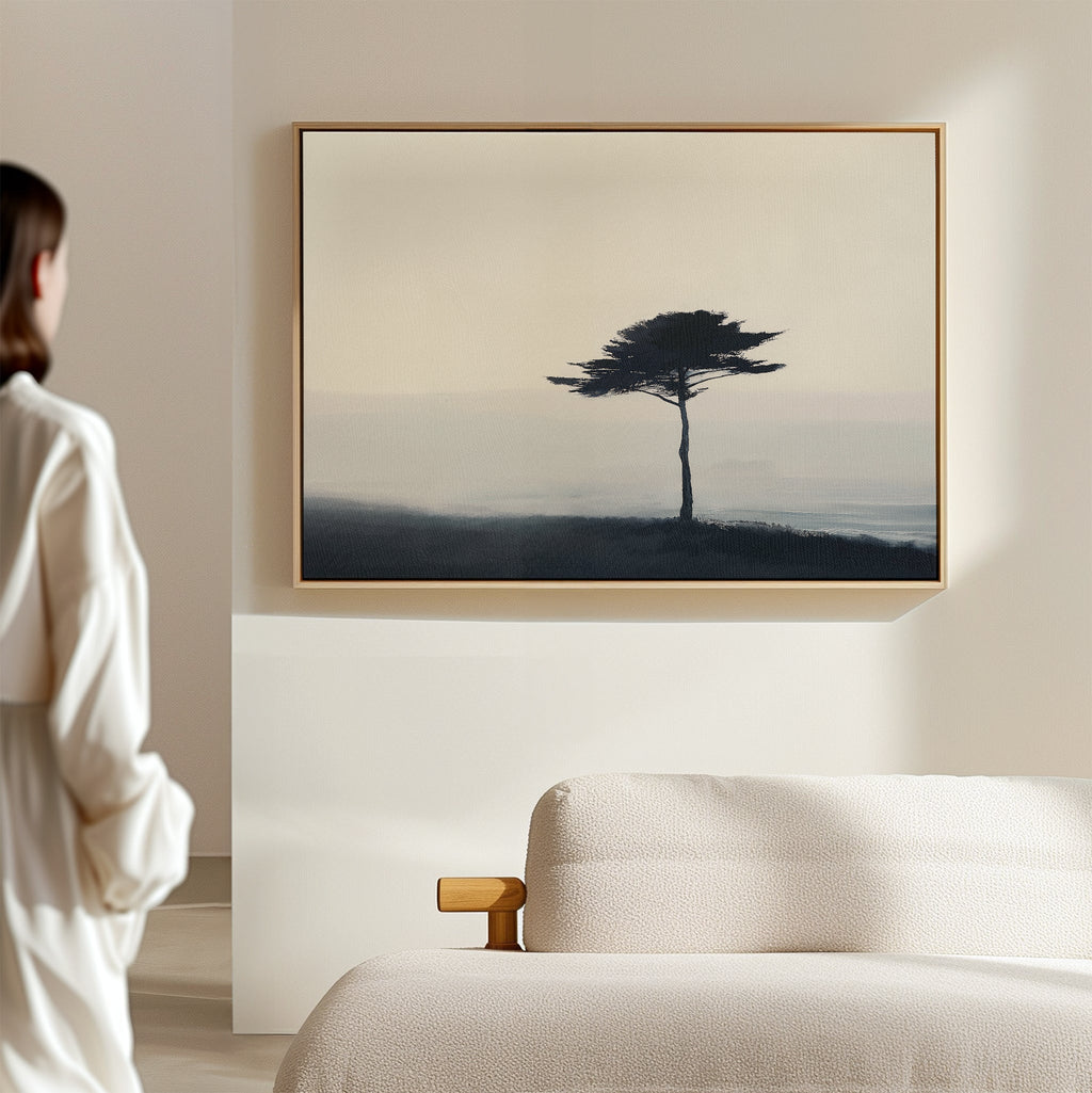 Whispers of the Bending Pine – neutral-toned botanical canvas wall art print by Aspire Prints