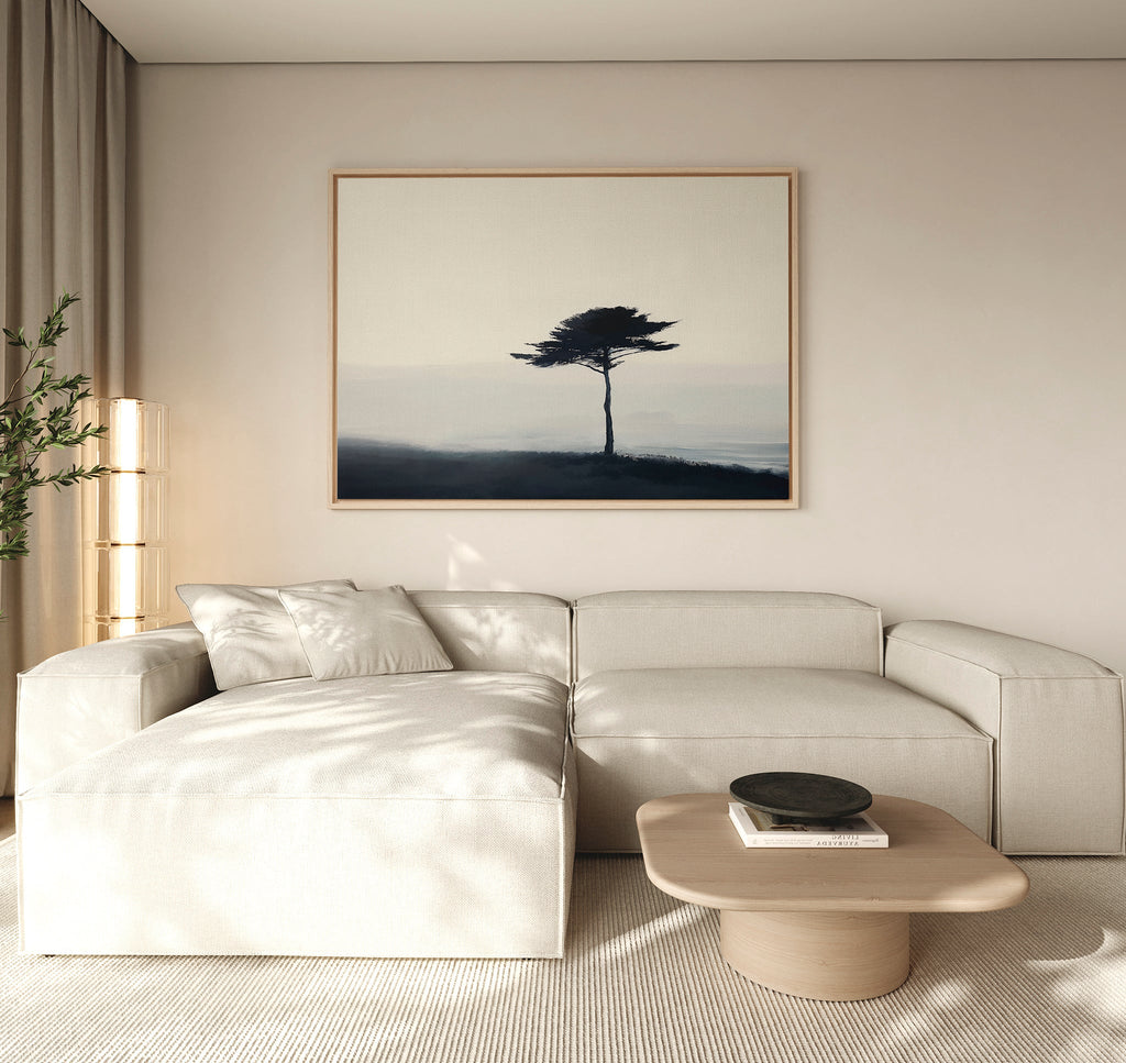 Whispers of the Bending Pine – neutral-toned botanical canvas wall art print by Aspire Prints