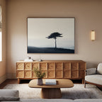 Whispers of the Bending Pine – neutral-toned botanical canvas wall art print by Aspire Prints