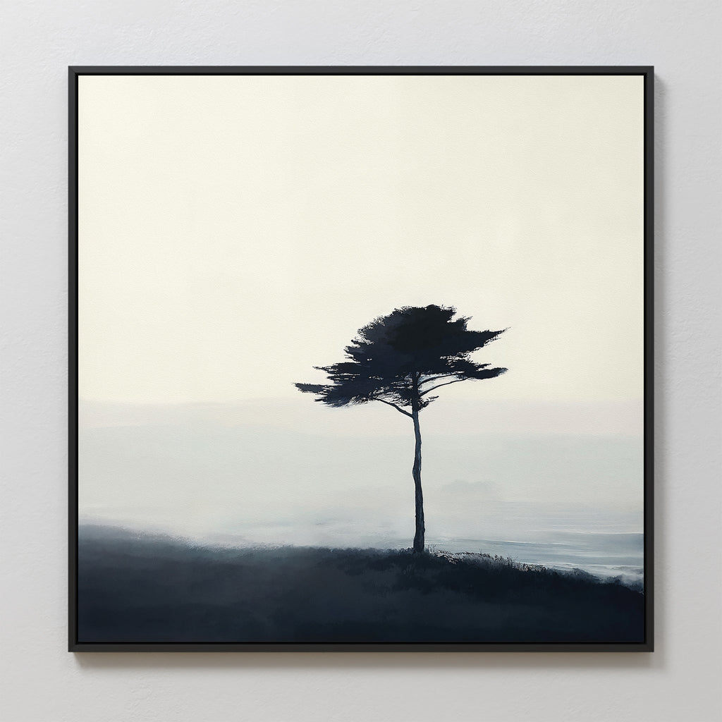 Whispers of the Bending Pine – neutral-toned botanical canvas wall art print by Aspire Prints