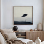 Whispers of the Bending Pine – neutral-toned botanical canvas wall art print by Aspire Prints