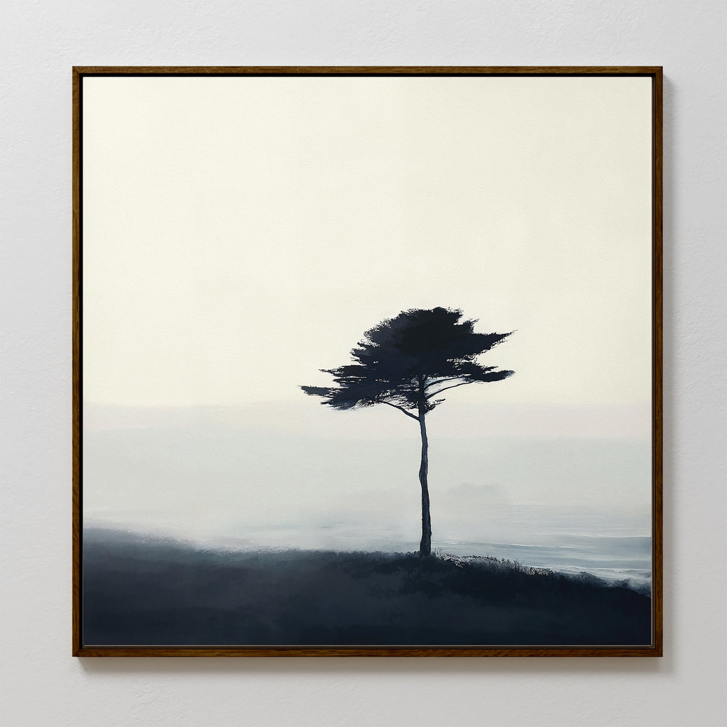 Whispers of the Bending Pine – neutral-toned botanical canvas wall art print by Aspire Prints