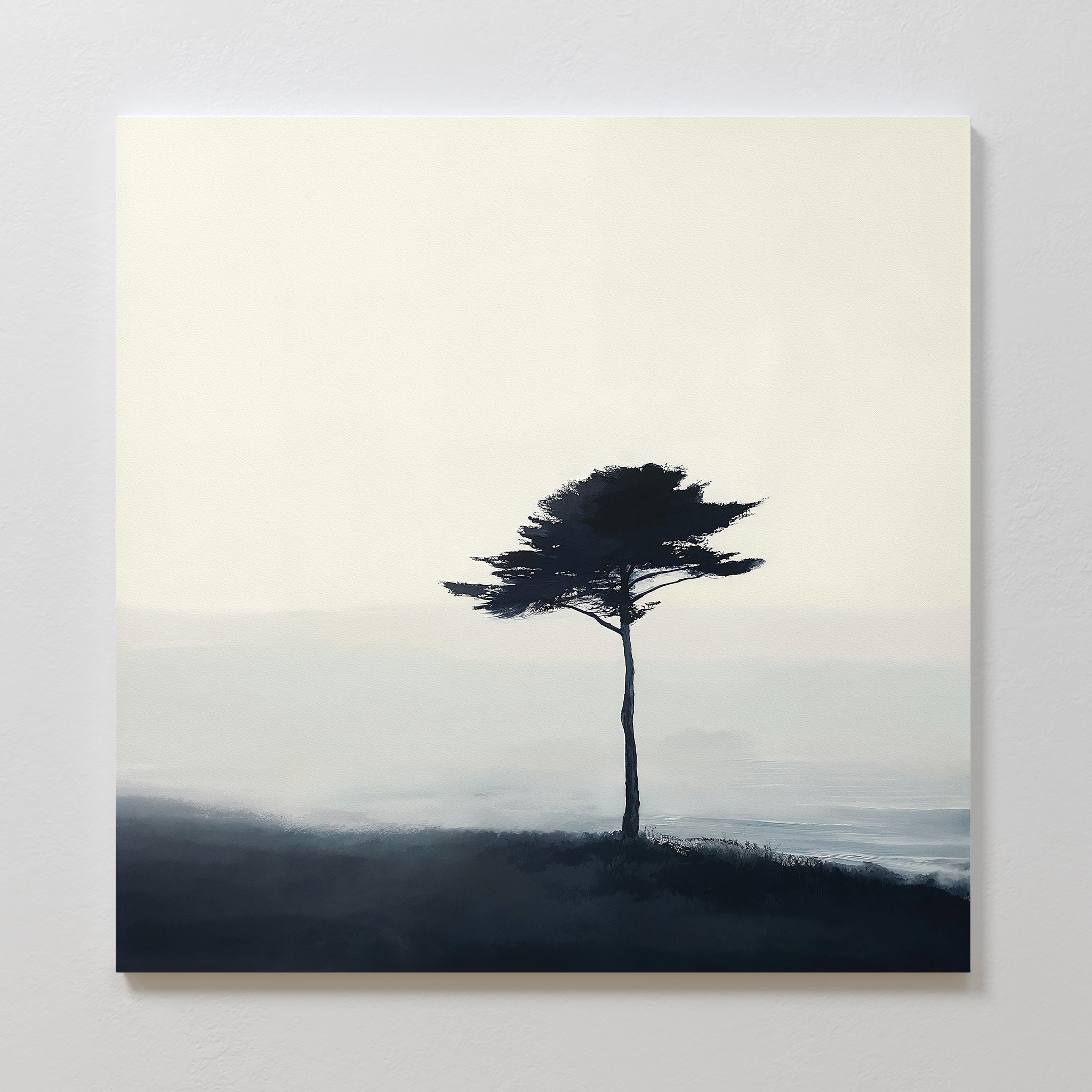 Whispers of the Bending Pine – neutral-toned botanical canvas wall art print by Aspire Prints
