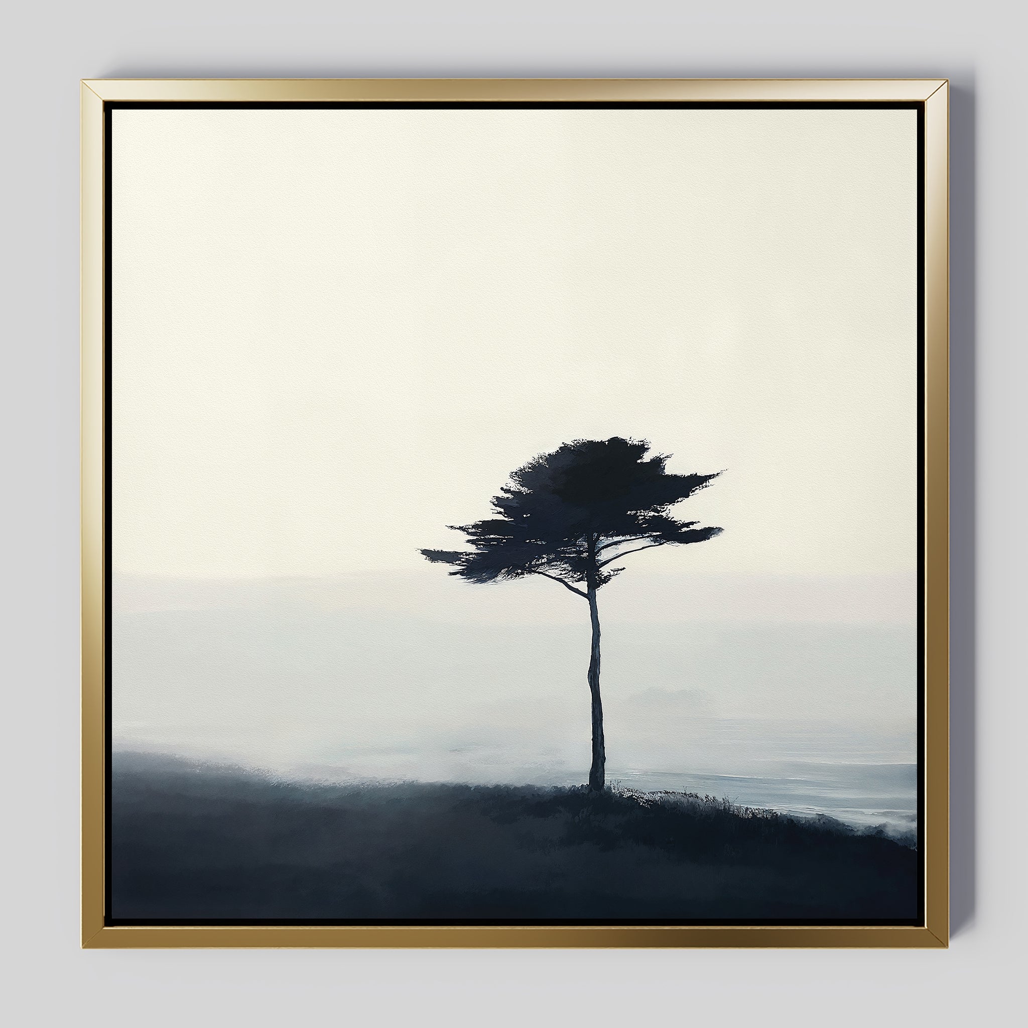 Whispers of the Bending Pine – neutral-toned botanical canvas wall art print by Aspire Prints