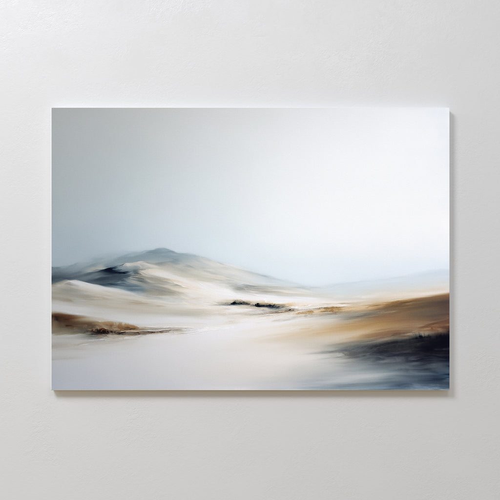 Whisper of the Frozen Plains – beige and white landscape canvas wall art print by Aspire Prints