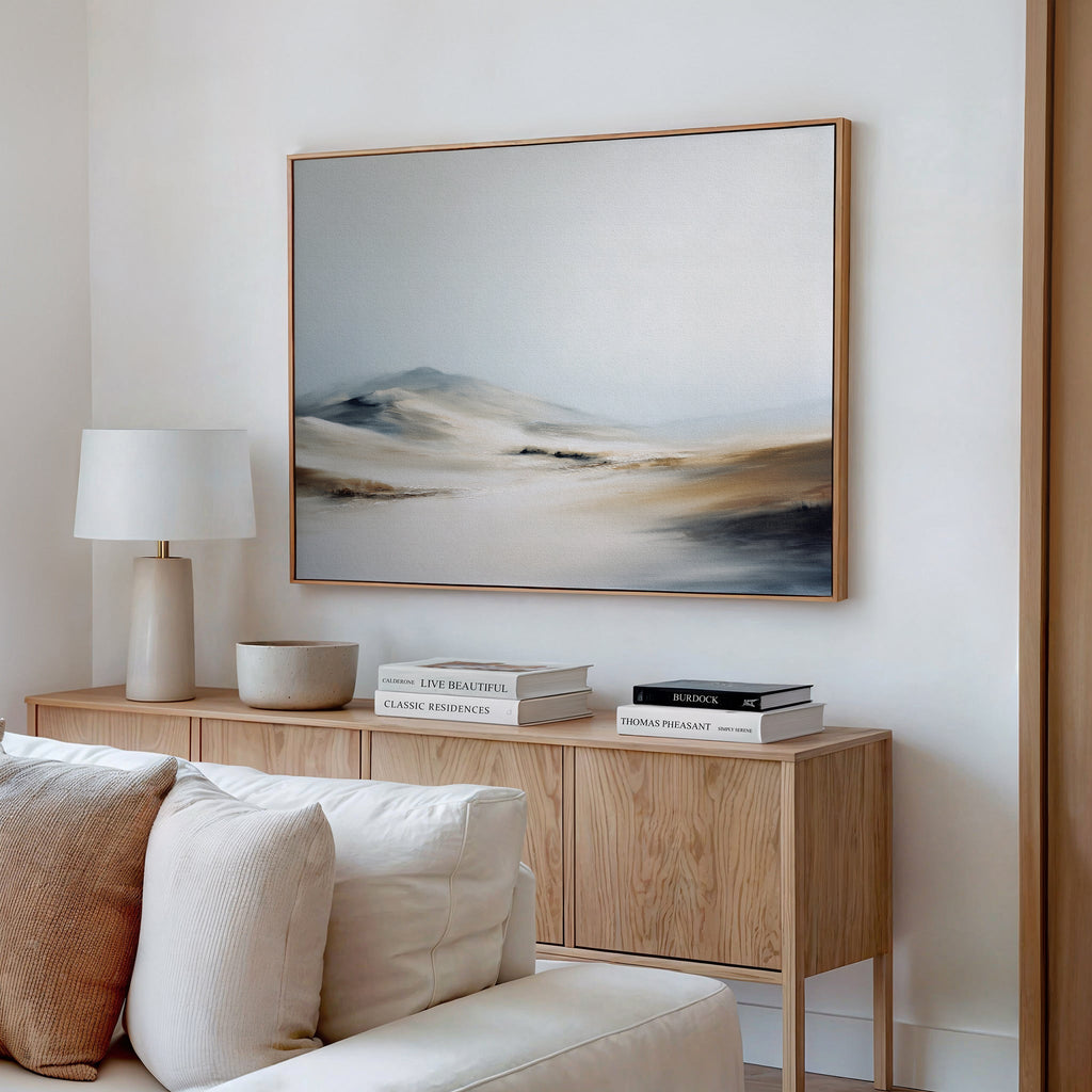 Whisper of the Frozen Plains – beige and white landscape canvas wall art print by Aspire Prints