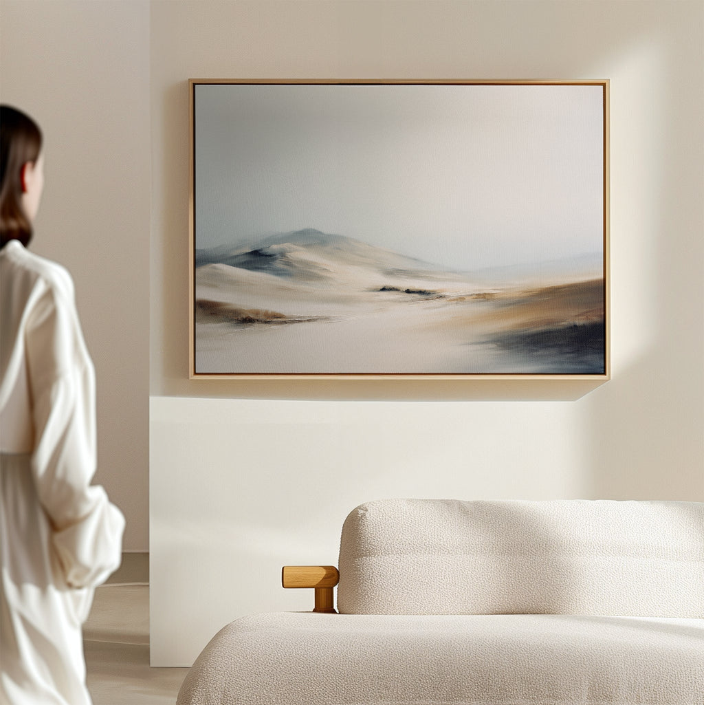 Whisper of the Frozen Plains – beige and white landscape canvas wall art print by Aspire Prints