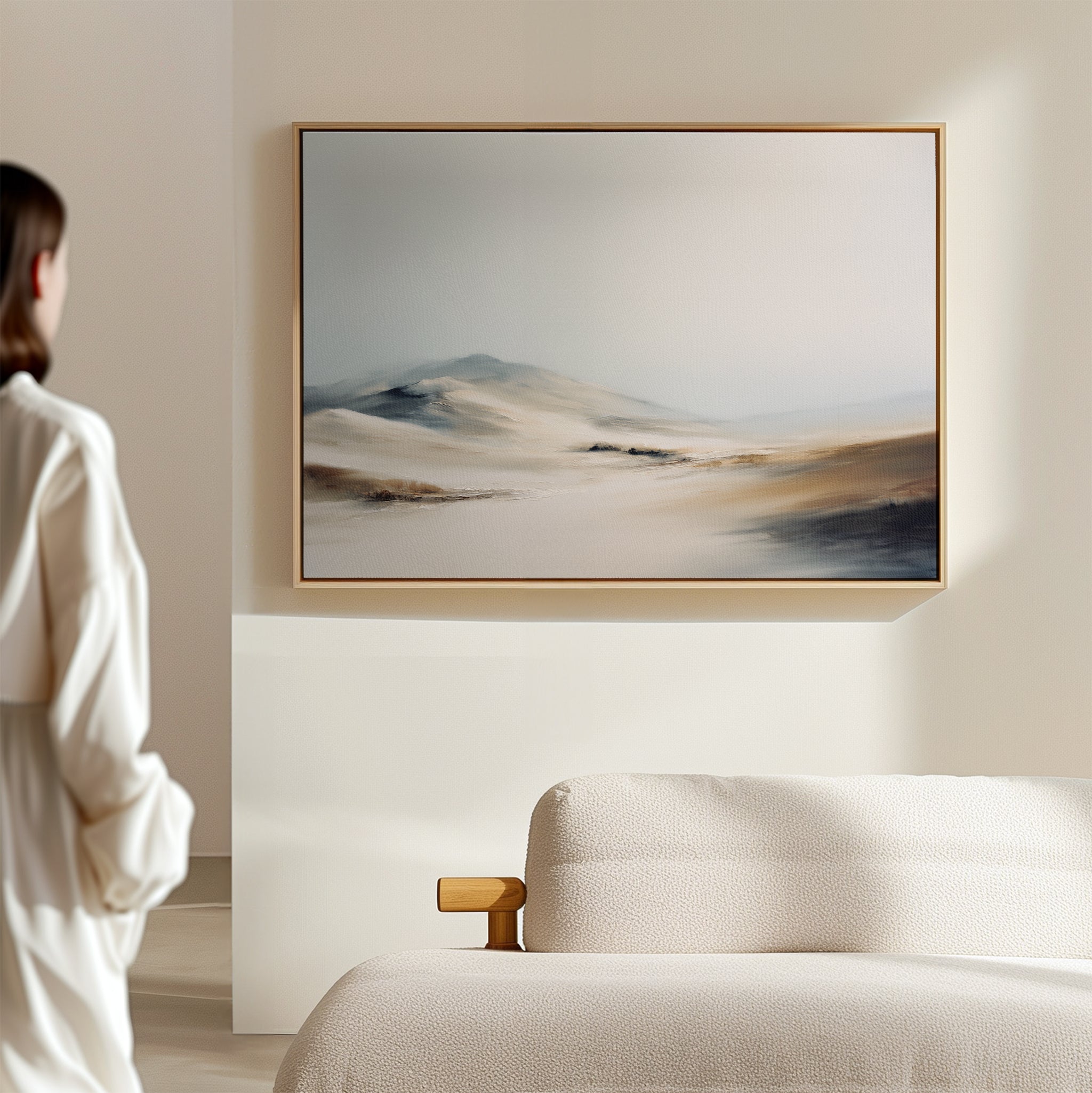 Whisper of the Frozen Plains – beige and white landscape canvas wall art print by Aspire Prints