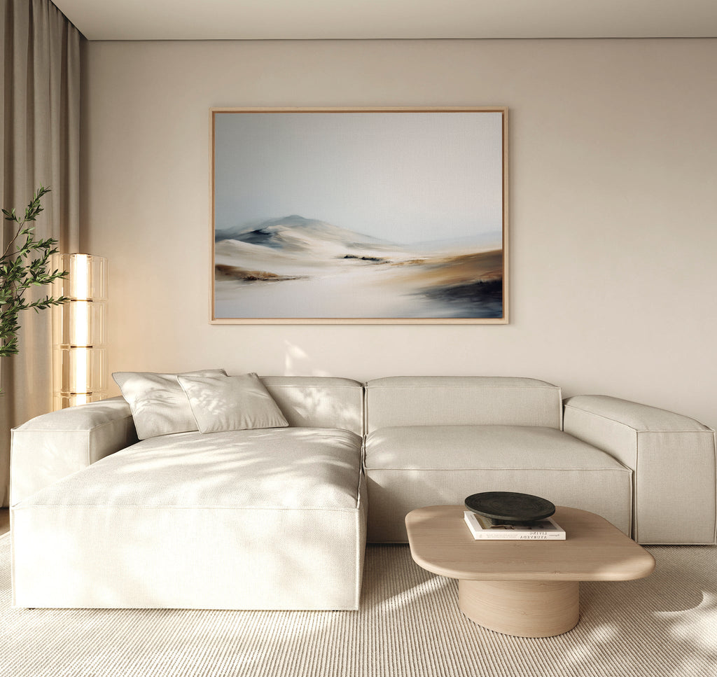 Whisper of the Frozen Plains – beige and white landscape canvas wall art print by Aspire Prints