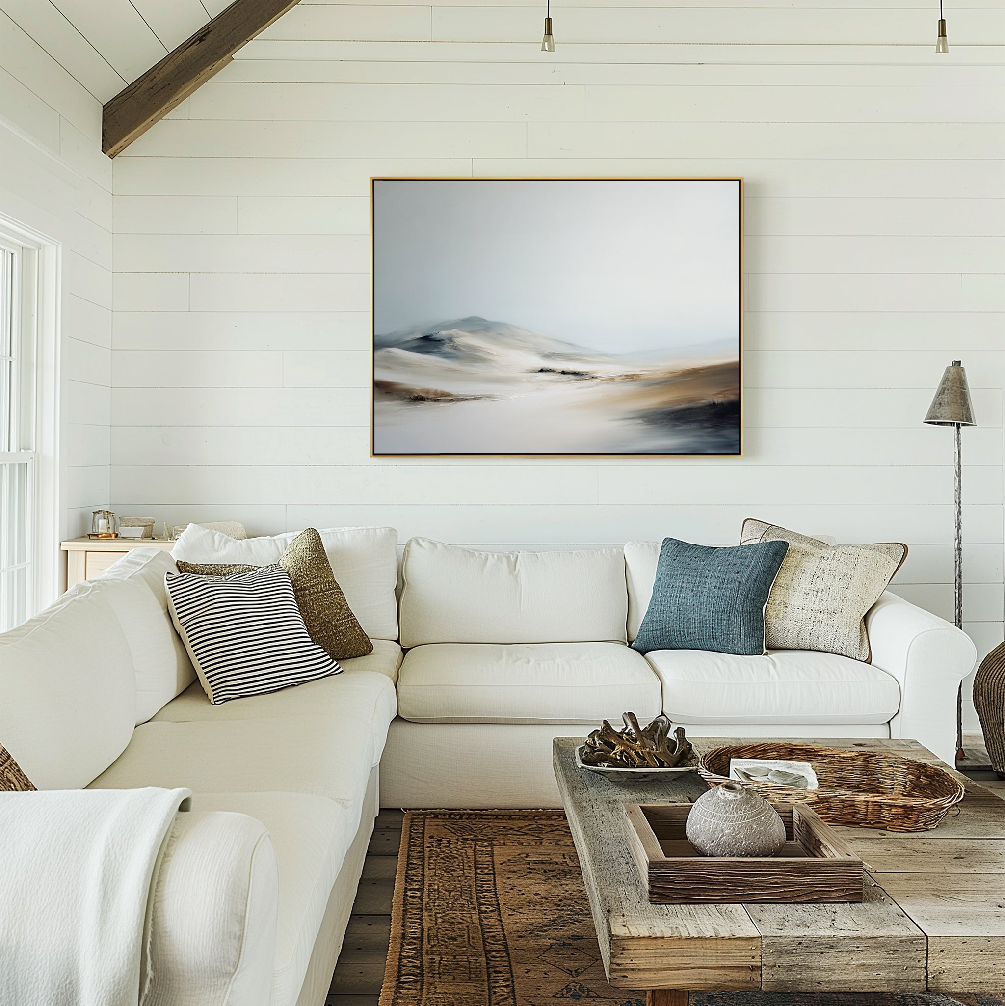 Whisper of the Frozen Plains – beige and white landscape canvas wall art print by Aspire Prints