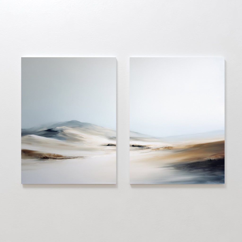 Whispers of the Frostlands – Set of 2 Canvas Prints set of 2 – beige and white landscape canvas wall art by Aspire Prints