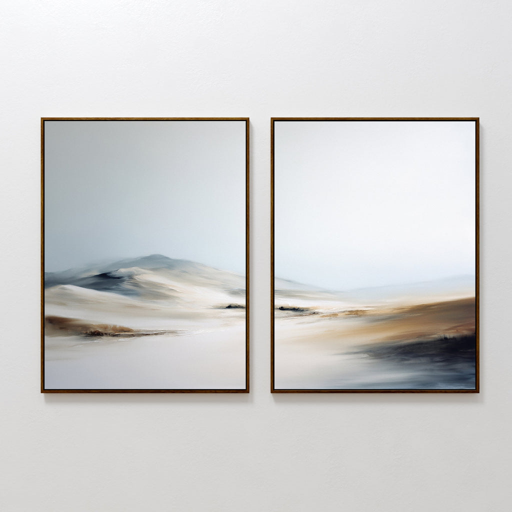 Whispers of the Frostlands – Set of 2 Canvas Prints set of 2 – beige and white landscape canvas wall art by Aspire Prints