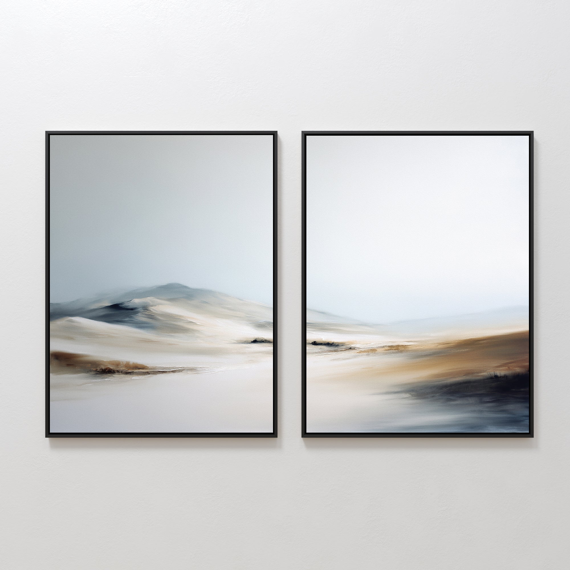 Whispers of the Frostlands – Set of 2 Canvas Prints set of 2 – beige and white landscape canvas wall art by Aspire Prints