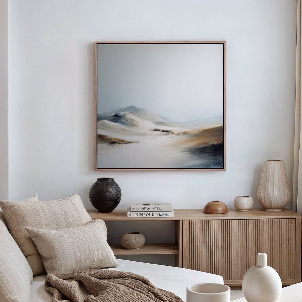Whispers of the Frostfields Canvas Print – beige and white landscape canvas wall art print by Aspire Prints