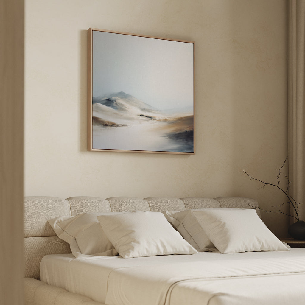 Whispers of the Frostfields Canvas Print – beige and white landscape canvas wall art print by Aspire Prints