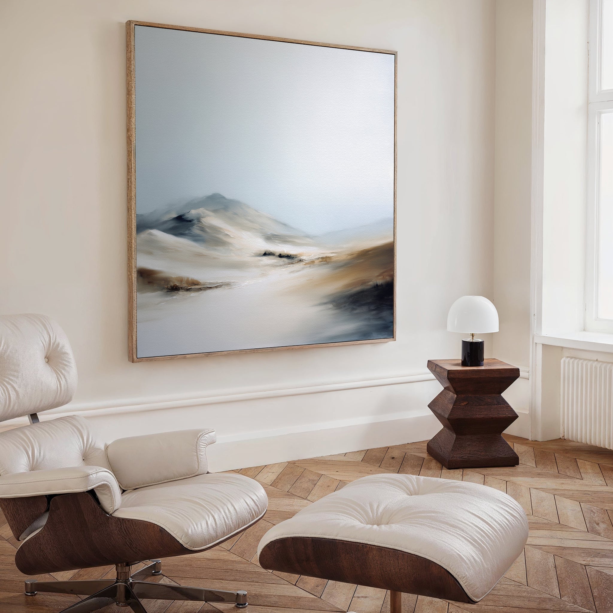 Whispers of the Frostfields Canvas Print – beige and white landscape canvas wall art print by Aspire Prints