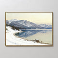 Silent Peaks at Glasswater – blue vintage canvas wall art print by Aspire Prints