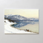 Silent Peaks at Glasswater – blue vintage canvas wall art print by Aspire Prints