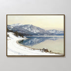 Silent Peaks at Glasswater – blue vintage canvas wall art print by Aspire Prints