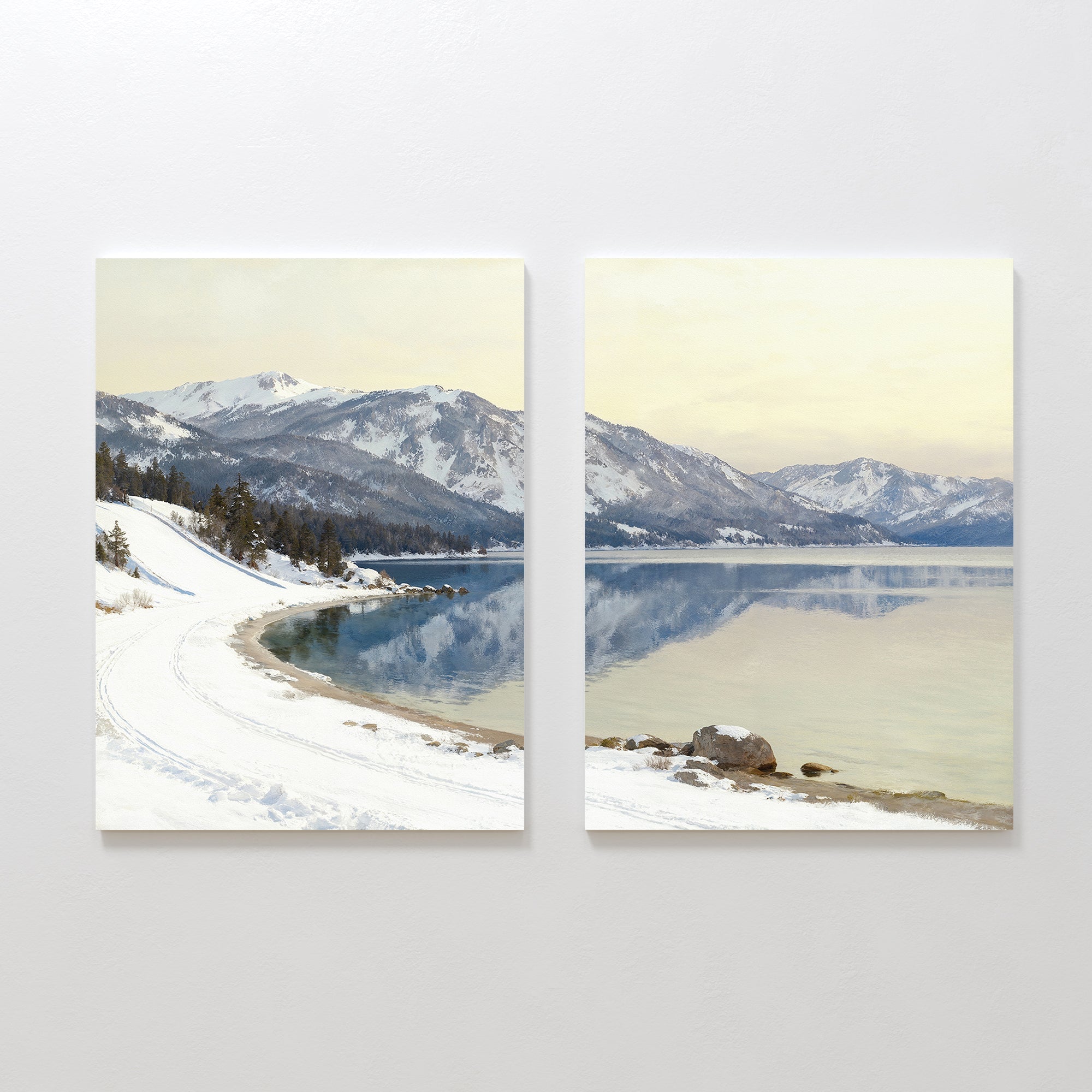 Glacial Hush – Set of 2 Canvas Prints set of 2 – blue vintage canvas wall art by Aspire Prints