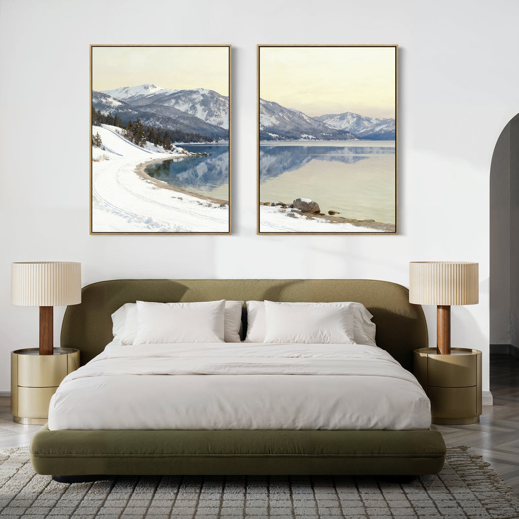 Glacial Hush – Set of 2 Canvas Prints set of 2 – blue vintage canvas wall art by Aspire Prints
