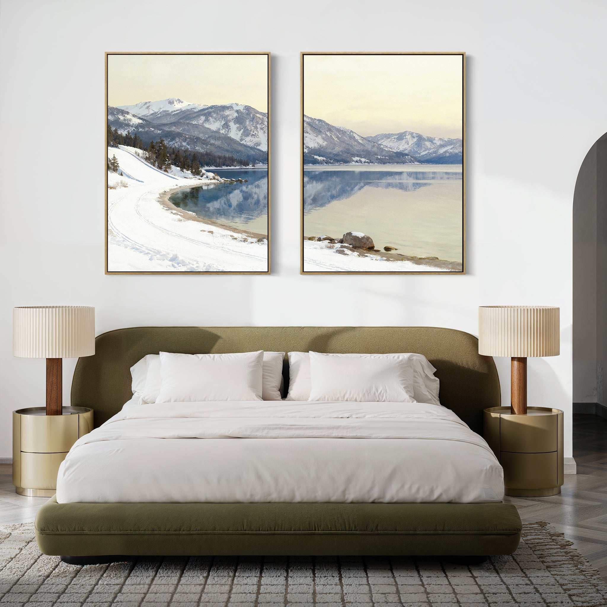 Glacial Hush – Set of 2 Canvas Prints set of 2 – blue vintage canvas wall art by Aspire Prints