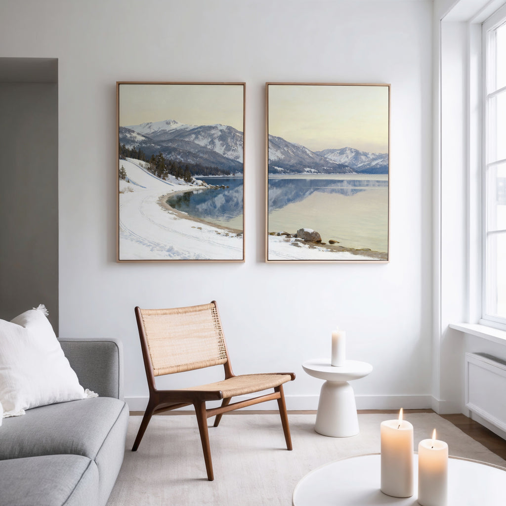 Glacial Hush – Set of 2 Canvas Prints set of 2 – blue vintage canvas wall art by Aspire Prints